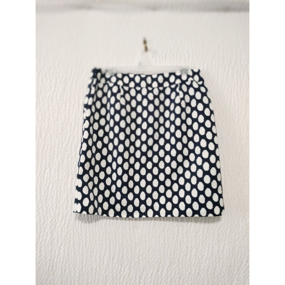 Ann Taylor Loft Skirt Above Knee Length Navy Blue Polka Dot Sz 8 Pockets Lined - Picture 3 of 10